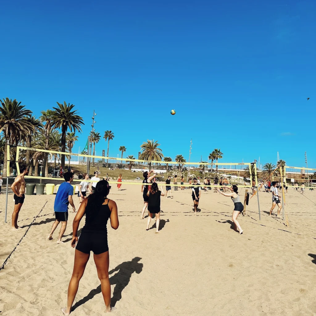 Beach Volleyball Break Time in Barceloneta.